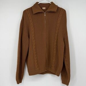 Vintage Belye 100% Virgin Wool Cable Knit Zip Cardigan Brown Size 4